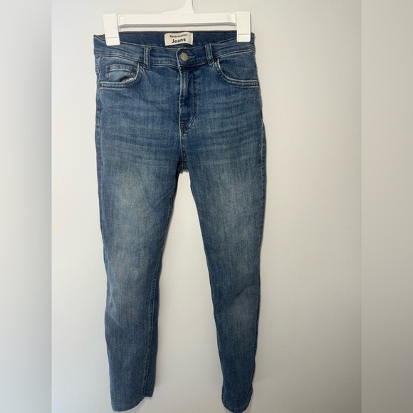 Reformation Blue Straight Leg Denim with Subtle Fading - Picture 1 of 9